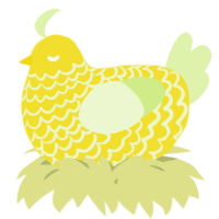 A yellow and apple chicken with a lace pattern