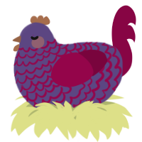 A overcast and maroon chicken with a lace pattern