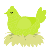 A lime chicken with a lace pattern