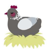 A grey and mist chicken with a neck-speckle pattern
