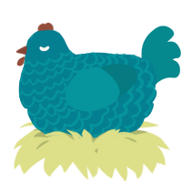 A sea and teal chicken with a lace pattern