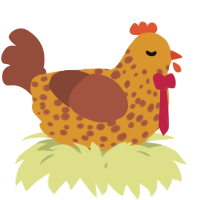 A orange and russet chicken with a speckle pattern
