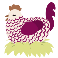 A cream and wine chicken with a lace pattern