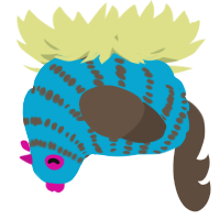 A cerulean and bark chicken with a bar pattern
