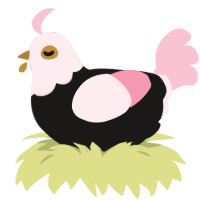 pink addison, a sable and rose chicken with a head pattern