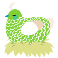 A grass and cream chicken with a lace pattern
