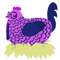 Nomi, a orchid and navy chicken with a lace pattern