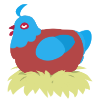 A red and sky chicken with a head pattern