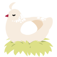 A cream chicken with a neck-speckle pattern
