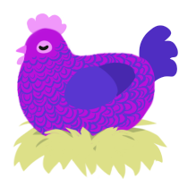 A amethyst and indigo chicken with a double-lace pattern