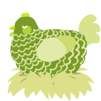 A chartreuse and lemon chicken with a lace pattern