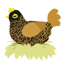 Gilded Wallet, a sable and gold chicken with a double-lace pattern