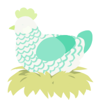 A white and mint chicken with a lace pattern