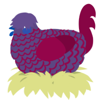 A overcast and maroon chicken with a lace pattern