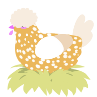 A honey and cream chicken with a speckle pattern