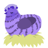 Lavender Satchet, a lilac and overcast chicken with a bar pattern