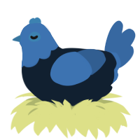 Bocanada, a tumblr and ultramarine chicken with a head pattern