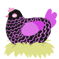 Raspberry Laces, a sable and orchid chicken with a lace pattern