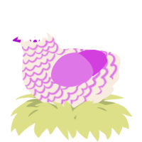 A cream and orchid chicken with a lace pattern