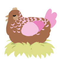 A brown and pink chicken with a half-lace pattern