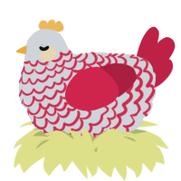 A mist and crimson chicken with a lace pattern