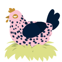 A rose and tumblr chicken with a speckle pattern