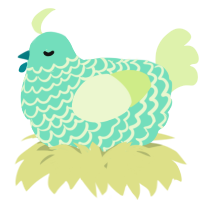 A mint and apple chicken with a lace pattern