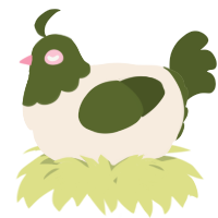 A cream and olive chicken with a head pattern