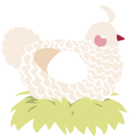 A cream chicken with a lace pattern