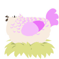 A cream and lavender chicken with a half-lace pattern