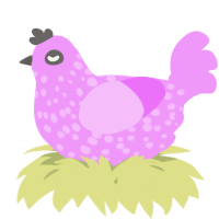 A lavender chicken with a speckle pattern