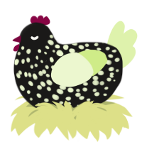 A sable and apple chicken with a speckle pattern