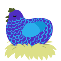 Parsley, a indigo and sky chicken with a lace pattern