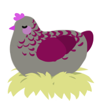 A ash and wine chicken with a half-lace pattern