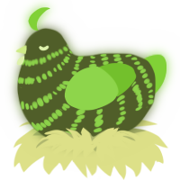 A olive and grass chicken with a bar pattern