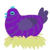 Sarasa Clip Marble, a violet and overcast chicken with a bar pattern