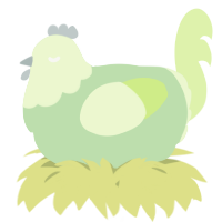 A gluppy and apple chicken with a head pattern