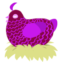 A maroon and amethyst chicken with a lace pattern