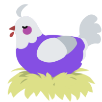 A blurple and mist chicken with a head pattern