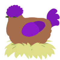 A brown and violet chicken
