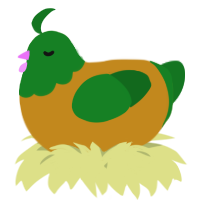 A ochre and leaf chicken with a head pattern