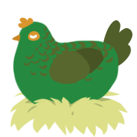A viridian and olive chicken with a half-lace pattern