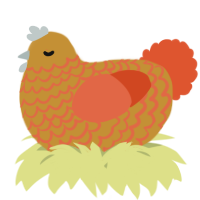 A gold and vermilion chicken with a lace pattern