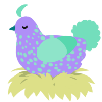 A lilac and mint chicken with a speckle pattern