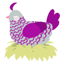 A silver and plum chicken with a lace pattern