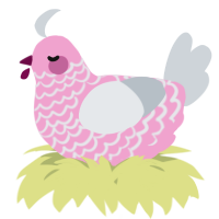 A pink and mist chicken with a lace pattern