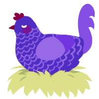 A indigo and blurple chicken with a lace pattern