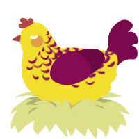 A yellow and wine chicken with a half-lace pattern