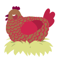 A brown and crimson chicken with a lace pattern