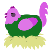 A leaf and orchid chicken with a head pattern
